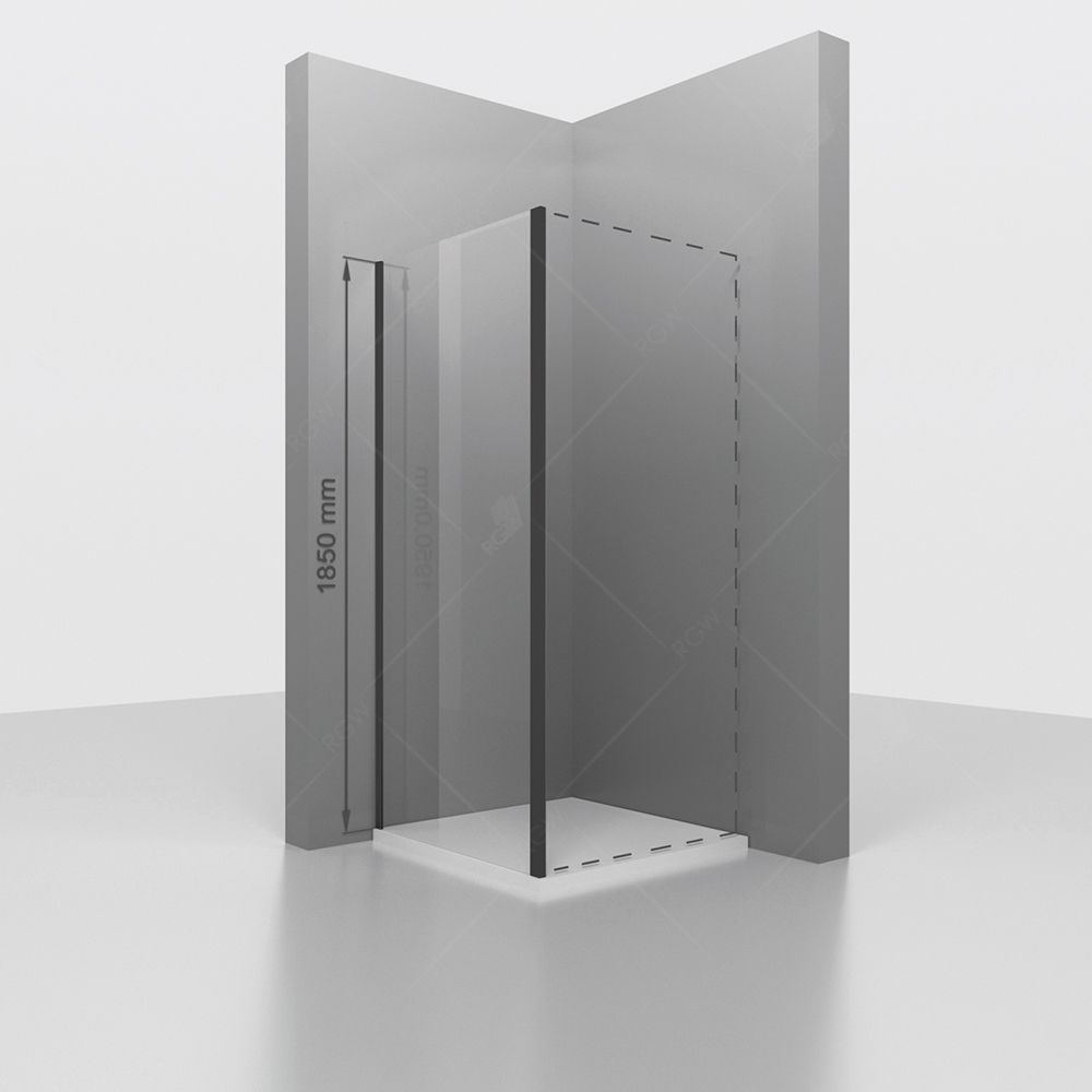 Боковая стенка RGW 352205108-14 80х185 стекло прозрачное профиль черный