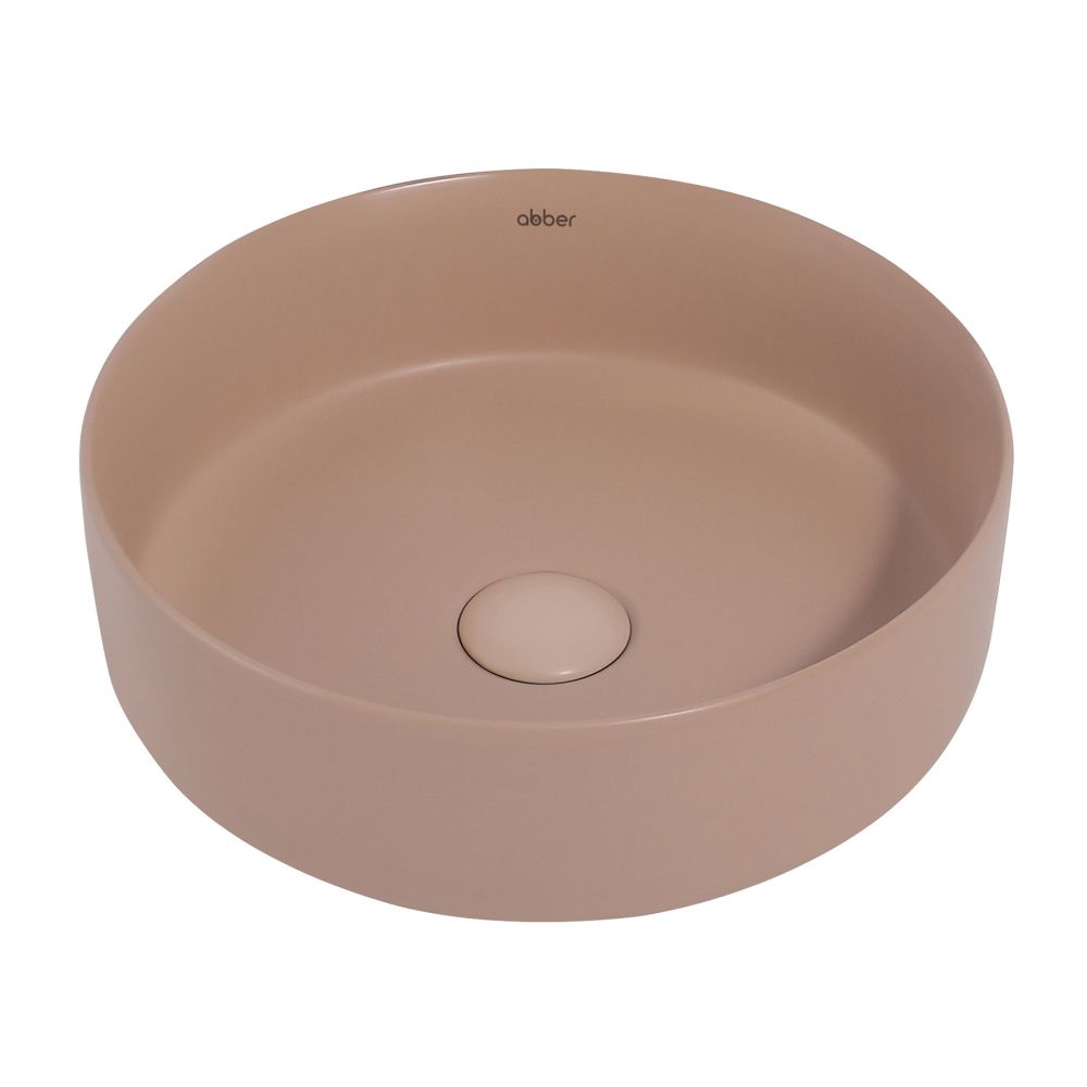 Раковина из сантехнического фаянса Abber BEQUEM AC2108MBB 40х40 накладная цвет бежевый без отверстий под смеситель