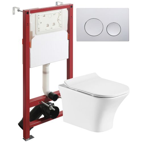 Комплект унитаз с инсталляцией и клавишей смыва Orange CI02-100W+APB100