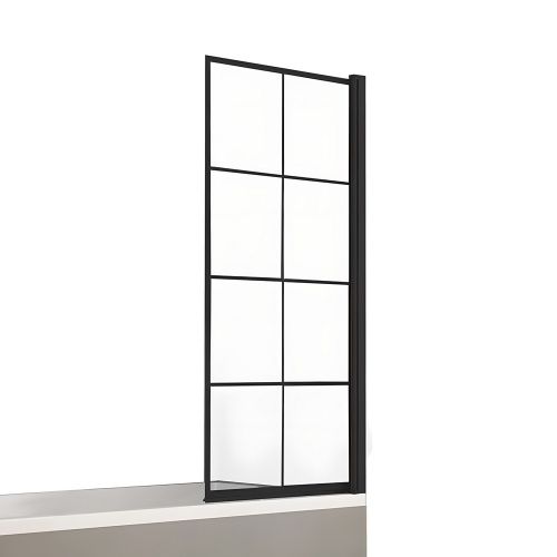 Душевая шторка на ванну New Trendy NEW SOLEO Black P-0048 90х140 стекло прозрачное профиль черный ориентация универсальная