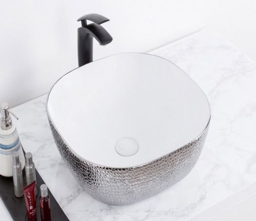 Раковина из сантехнического фаянса CeramaLux D1301H021 40х40 накладная цвет белый без отверстий под смеситель