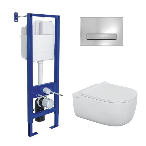 Комплект унитаз с инталляцией и клавишей смыва Berges АТОМ Line 043356