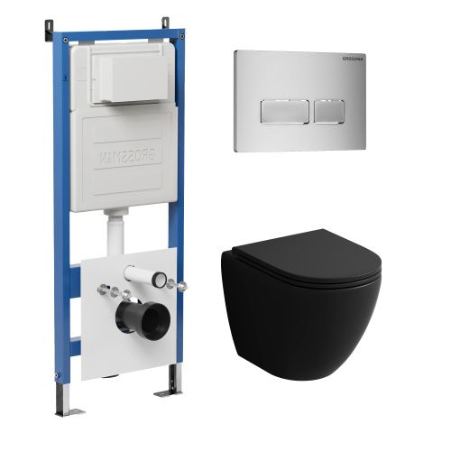 Инсталляция + кнопка смыва + унитаз Grossman Pragma 97.4455BMSQ.03.110
