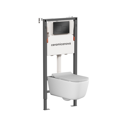 Инсталляция с кнопкой + унитаз Ceramica Nova Balance/New day CN3005_121002MB