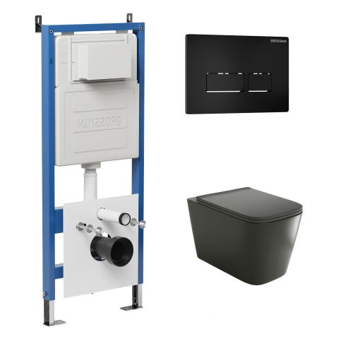 Инсталляция + кнопка смыва + унитаз Grossman Pragma 97.4441BMS.03.210