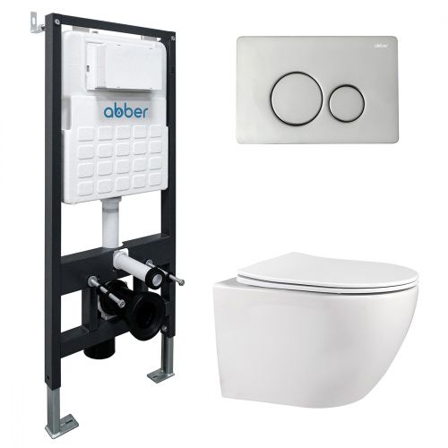 Комплект унитаз с инсталляцией с клавишей смыва ABBER Bequem AC1100-AC0105-AC0121