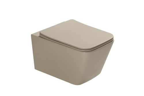 Унитаз подвесной SantiLine SL-5007BG цвет бежевый с сиденьем микролифт безободковый смыв воронка-водоворот