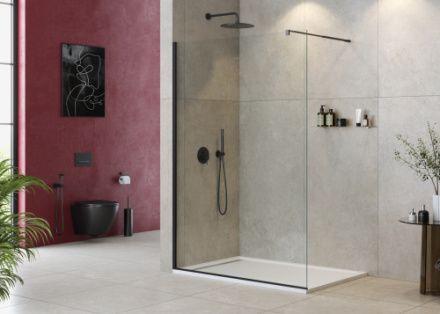 Душевая перегородка Cezares LIBERTA LIBERTA-L-1-140-C-NERO 140х195 стекло прозрачное профиль черный