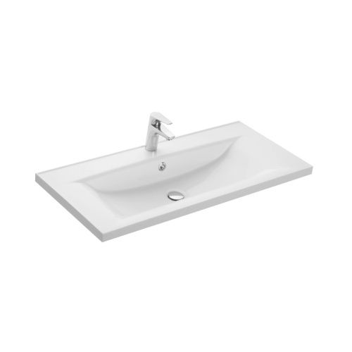 Раковина из искусственного камня Aquaton Айрис 1A723031AG010 100х50 накладная цвет белый 1 отверстие под смеситель