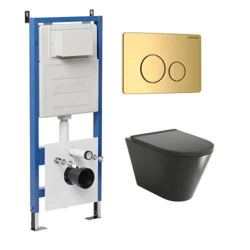 Инсталляция + кнопка смыва + унитаз Grossman Style 97.4477BMS.05.30M