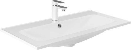 Раковина из искусственного камня Aquanet Арт 00318928 90х50 полувстраиваемая цвет белый 1 отверстие под смеситель