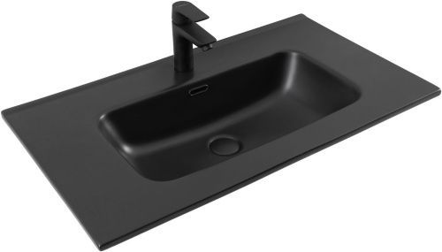 Раковина керамическая Aquanet Flat 00329255 80х50 полувстраиваемая цвет черный 1 отверстие под смеситель