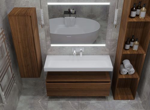 Раковина из искусственного камня Armadi Art Flat 859-100 100х50 подвесная цвет белый без отверстий под смеситель