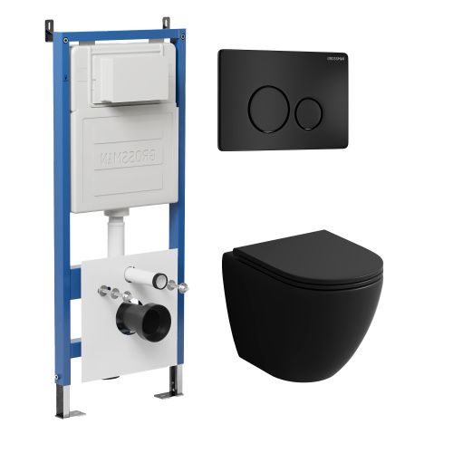 Инсталляция + кнопка смыва + унитаз Grossman Style 97.4455BMSQ.05.21M