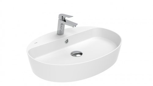 Раковина из сантехнического фарфора Creavit Loop LP161-00CB00E-0000 60х50 накладная цвет белый 1 отверстие под смеситель