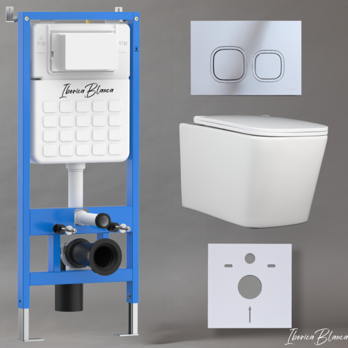 Комплект унитаз с инталляцией и клавишей смыва Iberica Blanca TOLEDO ALTO IB001.TLA.234.833