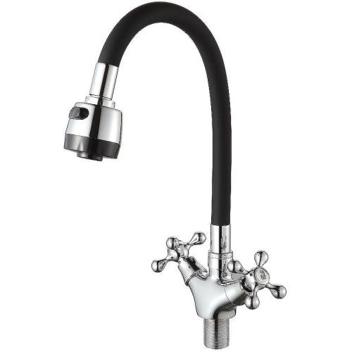 Смеситель для кухни D-Lin D153810-1T на мойку черный/хром