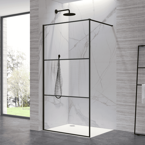 Душевая перегородка RGW 06100912-224 120х200 стекло с рисунком профиль черный