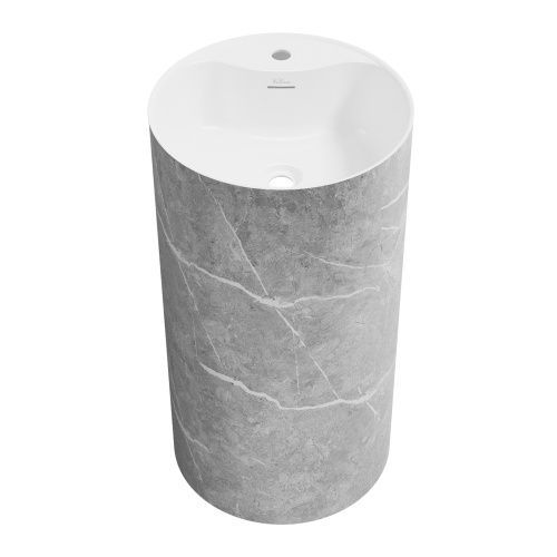 Раковина акриловая Wellsee Chalice Perfection 230625000 50х50 напольная цвет белый/серый 1 отверстие под смеситель