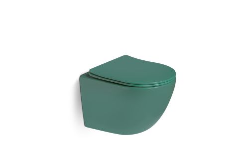 Унитаз подвесной SantiLine SL-5107 цвет зеленый с сиденьем микролифт безободковый смыв воронка-водоворот