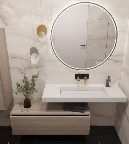 Раковина из искусственного камня Armadi Art Flat 859-120-CLCT 120х50 подвесная цвет белый без отверстий под смеситель