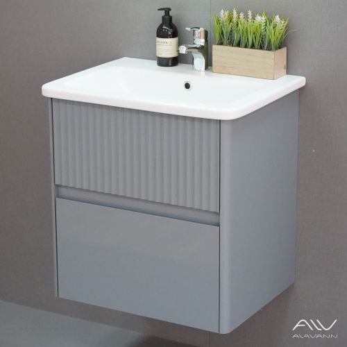 Тумба с раковиной Alavann Wave ALV1111000 60х50 подвесная цвет серый