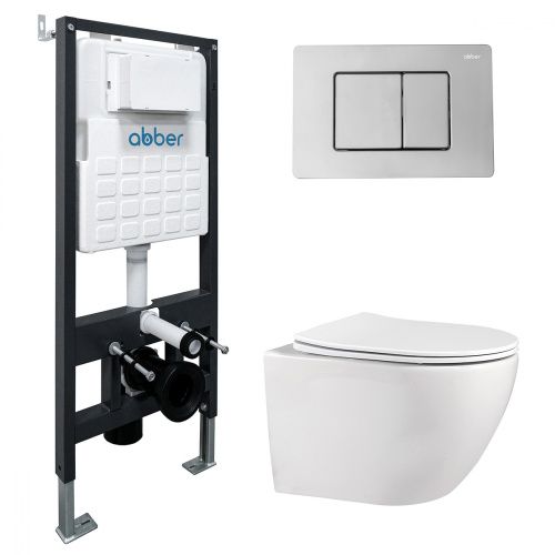 Комплект унитаз с инсталляцией с клавишей смыва ABBER Bequem AC1100-AC0105-AC0120