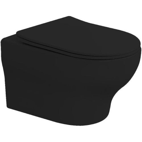 Унитаз подвесной Boheme Fiore 978-SET-B цвет черный с сиденьем микролифт безободковый смыв торнадо