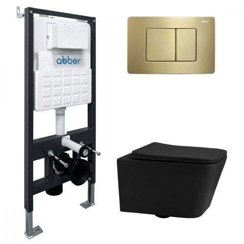 Комплект унитаз с инсталляцией с клавишей смыва ABBER Rechteck AC1201MB-AC0105-AC0120MMG