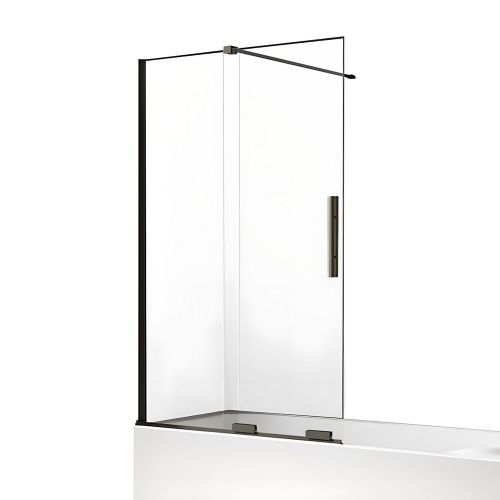 Душевая шторка на ванну New Trendy Smart Black EXK-4206 160х150 стекло прозрачное профиль черный ориентация универсальная