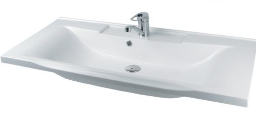 Раковина из искусственного камня Aquaton Премьер (Акватон) 1A702531PR010 100х50 накладная цвет белый 1 отверстие под смеситель