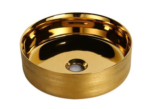 Раковина из сантехнического фарфора Milleau BOUTIQUE MU7044A-EGG/MG 40х40 накладная цвет золото без отверстий под смеситель