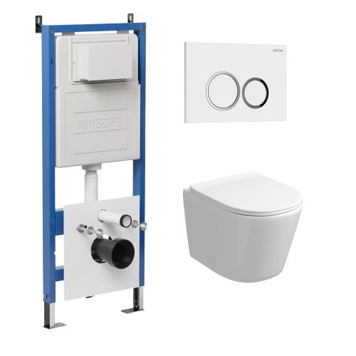 Инсталляция + кнопка смыва + унитаз Grossman Galaxy 97.4477S.01.000