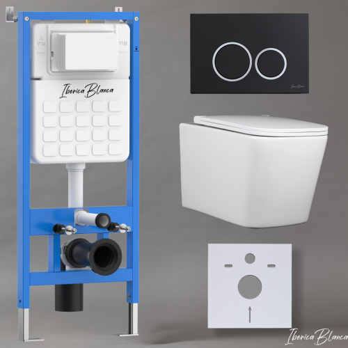Комплект унитаз с инталляцией и клавишей смыва Iberica Blanca TOLEDO ALTO IB001.TLA.234.822