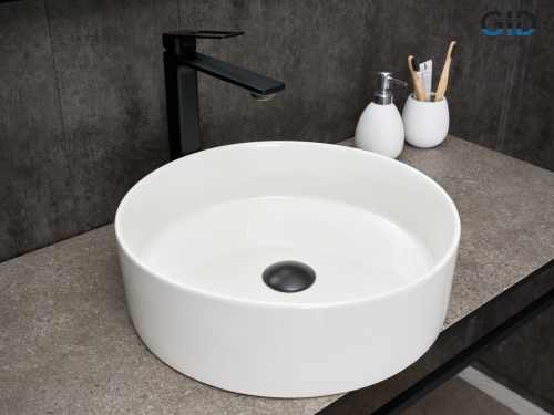 Раковина керамическая Gid Esfera 51143 40х40 накладная цвет белый без отверстий под смеситель