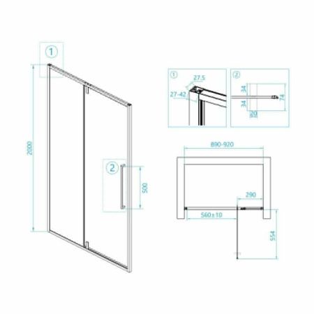 Душевая дверь RGW Stilvoll 06320309-11 90х200 стекло прозрачное профиль хром