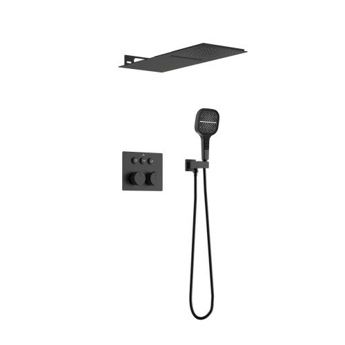 Душевая система Vincea VSFW-401TMB встраиваемая в стену цвет черный с термостатом - фото 2