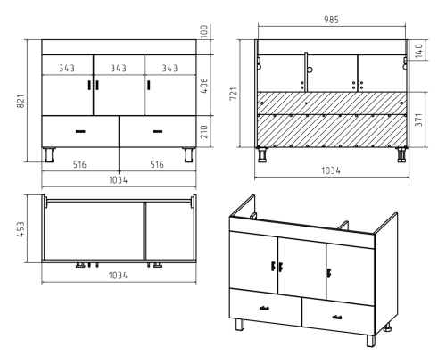 Тумба под раковину Misty Дива П-Див01105-0112Я 100х50 напольная цвет белый - фото 3