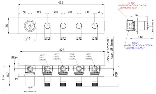 Смеситель для душа Remer Chrono CH98D4NO встраиваемый в стену черный - фото 2