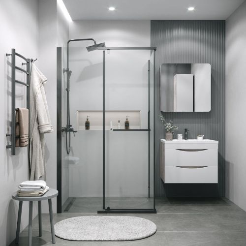 Душевая перегородка Grossman Pragma 200.K33.03.90.42.00 90х195 стекло прозрачное профиль графит - фото 4