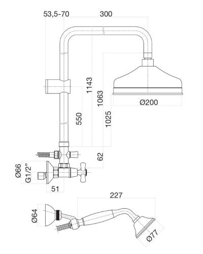Душевая стойка Fiore 26OO0620 настенная цвет золото - фото 3