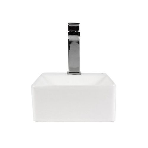 Раковина из сантехнического фарфора Bond Cube S12-380L 40х20 накладная цвет белый 1 отверстие под смеситель - фото 4