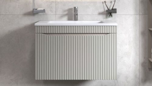 Тумба под раковину Velvex Alba 369 тирамису 80х40 подвесная цвет серый - фото 2