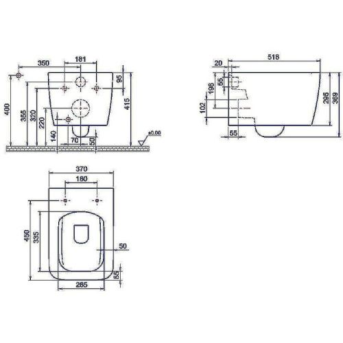 Унитаз подвесной Boheme Zen 967-SET-2-B цвет черный с сиденьем микролифт безободковый каскадный смыв - фото 2