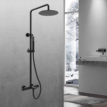 Душевая стойка Vincea Vogue VSFS-1V1TMB настенная цвет черный с термостатом