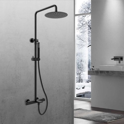 Душевая стойка Vincea Vogue VSFS-1V1TMB настенная цвет черный с термостатом