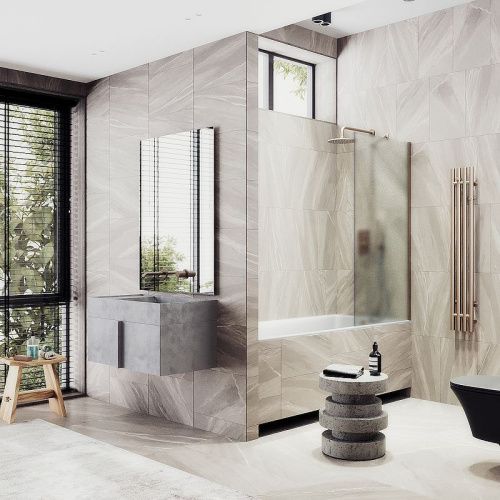 Душевая шторка на ванну Maybah Glass MGV-94-2ш 80х140 стекло тонированное профиль бронза ориентация универсальная - фото 2