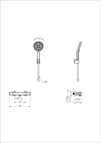 Смеситель для душа Wonzon & Woghand Stay WW-B2016-A-MB настенный черный с термостатом - фото 2