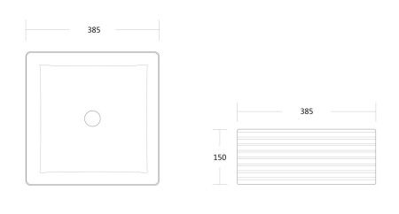 Раковина из сантехнического фарфора Milleau GLACE MU0051-GW 40х40 накладная цвет белый без отверстий под смеситель