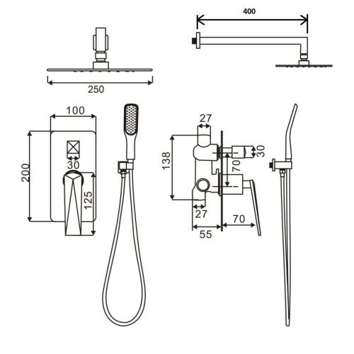 Душевая система Boheme Venturo 374-SGM встраиваемая в стену цвет нержавеющая сталь - фото 2